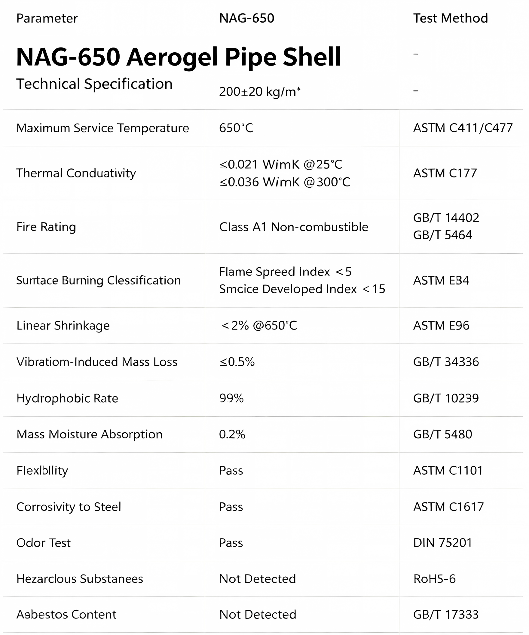 NAG-650aerogel pipe shell
